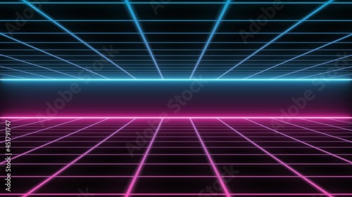 Abstract sci-fi grid or wireframe net footage. Hight technology.  Space. Retro 4K animation