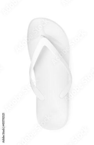 Single flip flop isolated on white, top view