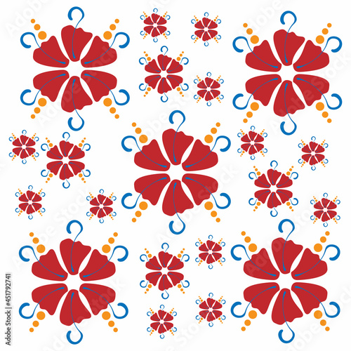 Seamless floral pattern with colorful abstract flowers. Vector illustration.