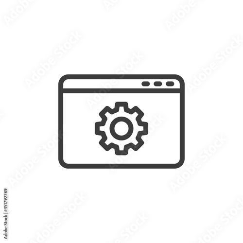 Web browser page with settings symbol