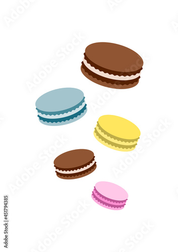 Delicious and colorful macaroons. Sweets, snacks on a white background. Ratafia