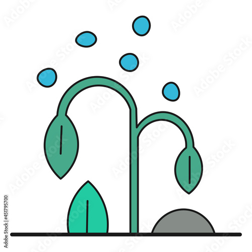 Watering small plant sprout color ecological icon