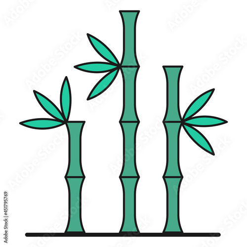 Three bamboo sprouts color ecological icon isolated