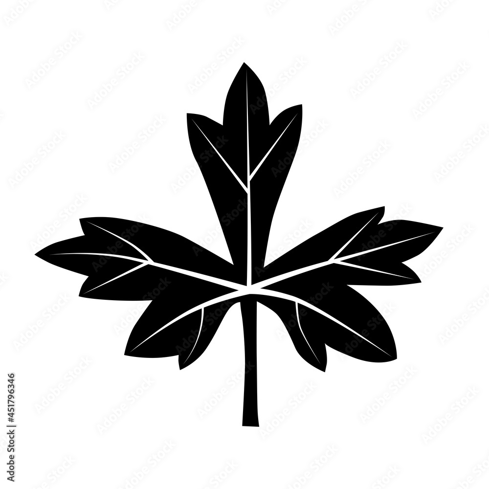Carved sheet black and white contour silhouette on a white background Carved sheet black and white contour silhouette on a white background