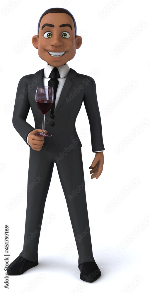 Fun 3D illustration of a cartoon character with a glass of wine Fun 3D illustration of a cartoon character with a glass of wine