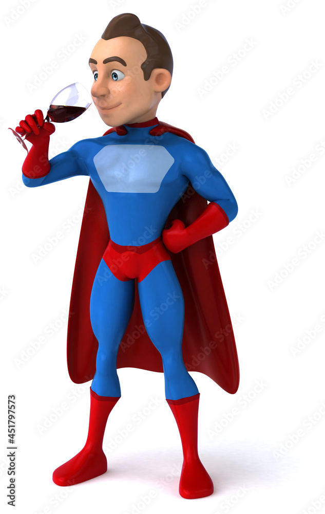 Fun 3D illustration of a cartoon character with a glass of wine Fun 3D illustration of a cartoon character with a glass of wine