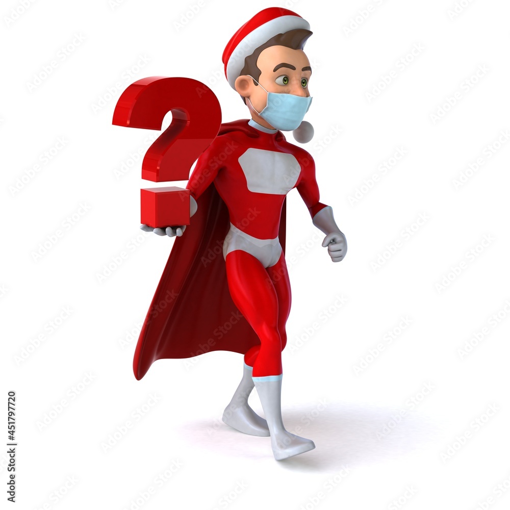 Fun 3D illustration of a cartoon Santa Claus with a mask Fun 3D illustration of a cartoon Santa Claus with a mask