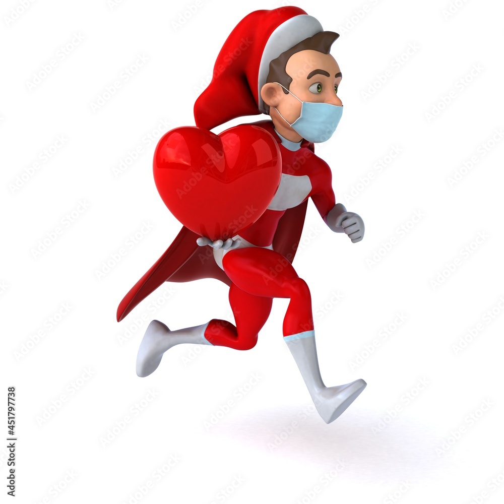 Fun 3D illustration of a cartoon Santa Claus with a mask Fun 3D illustration of a cartoon Santa Claus with a mask
