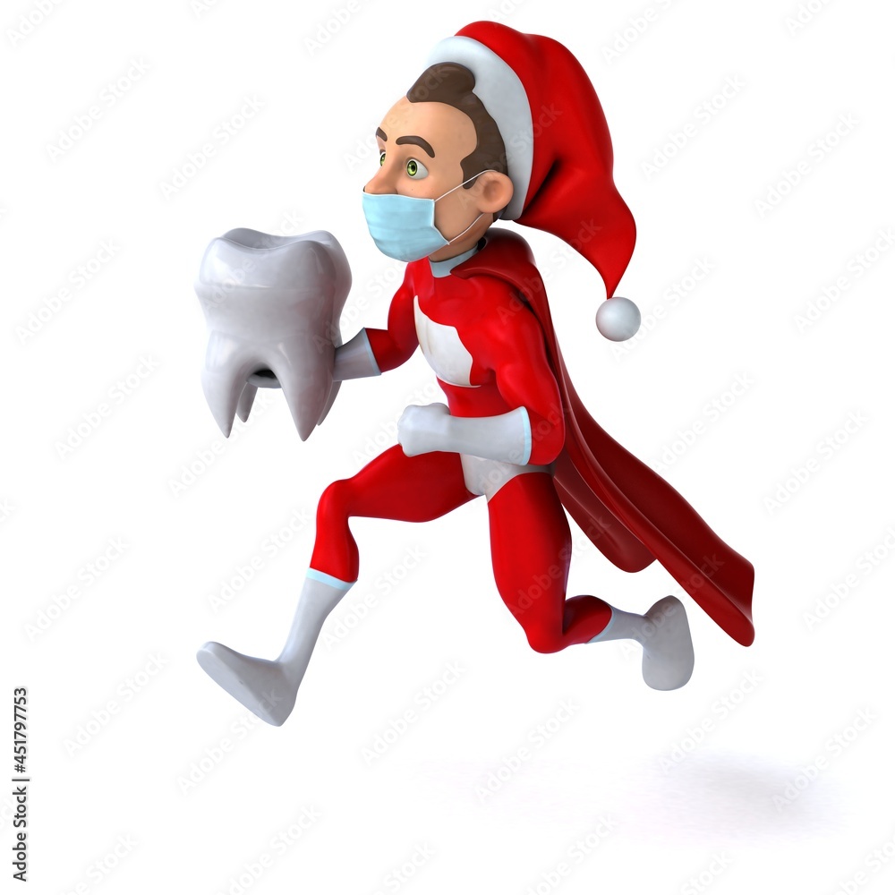 Fun 3D illustration of a cartoon Santa Claus with a mask Fun 3D illustration of a cartoon Santa Claus with a mask