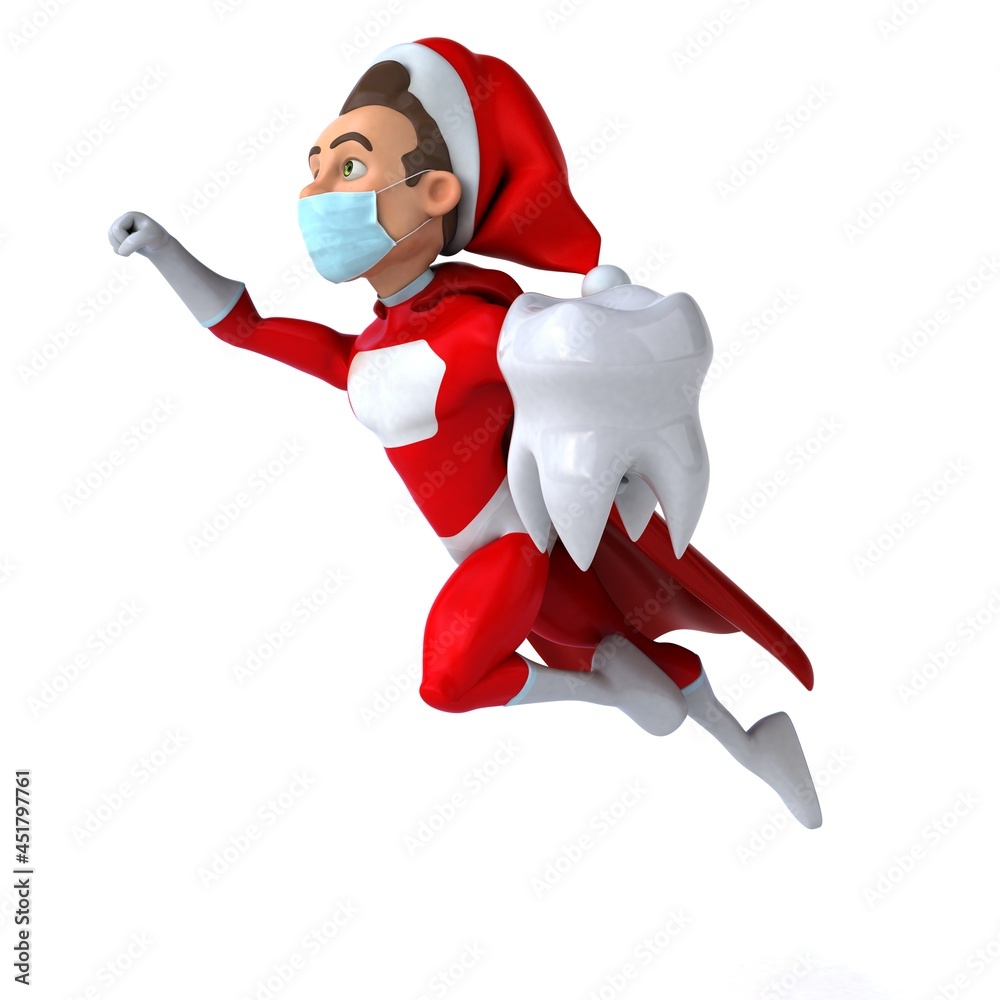 Fun 3D illustration of a cartoon Santa Claus with a mask Fun 3D illustration of a cartoon Santa Claus with a mask