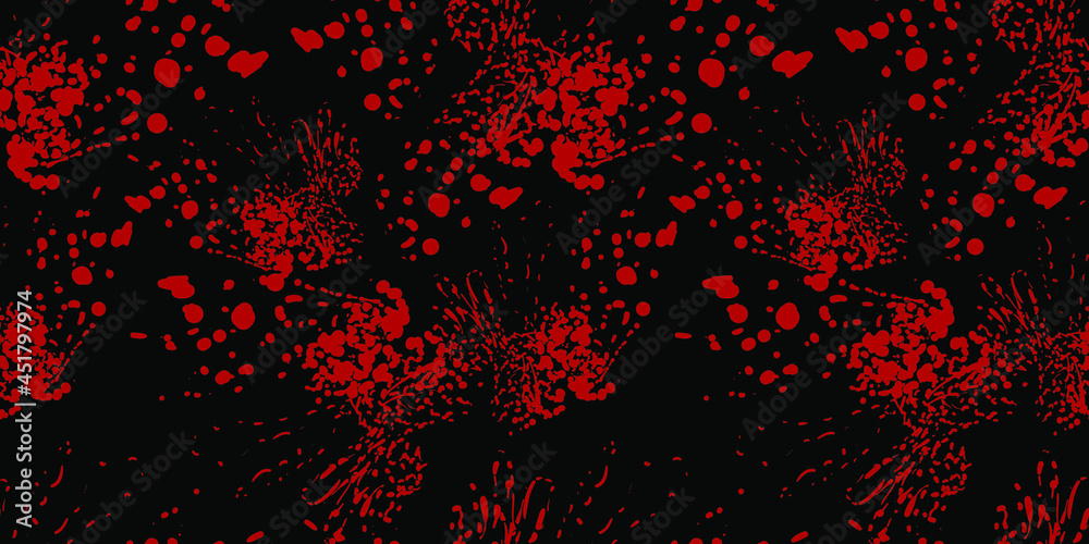 Vector Seamless Pattern, Red Paint Splashes, Blood Drips, Halloween Background Template. Vector Seamless Pattern, Red Paint Splashes, Blood Drips, Halloween Background Template.