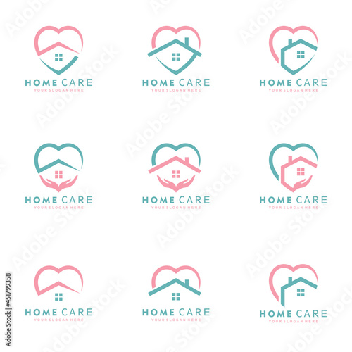 House Care logo Template, Medical House Logo set vector icon illustration design
