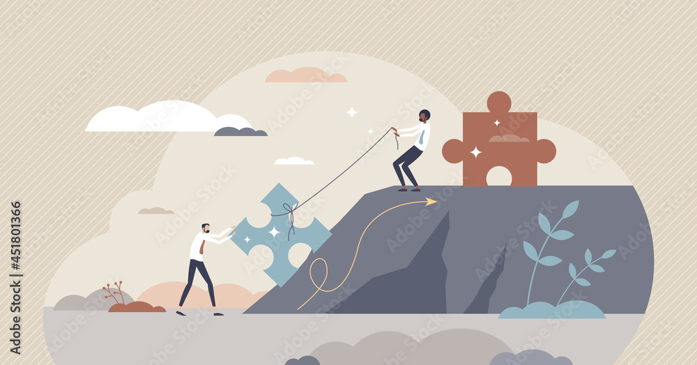 Mentoring growth and leader support with motivation tiny person concept. Business and career strategy and performance efficiency help with advice from mentor vector illustration. Job process guide. - obrazy, fototapety, plakaty 
