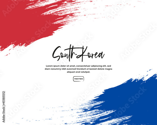 Flag of  South Korean with brush stroke effect and text