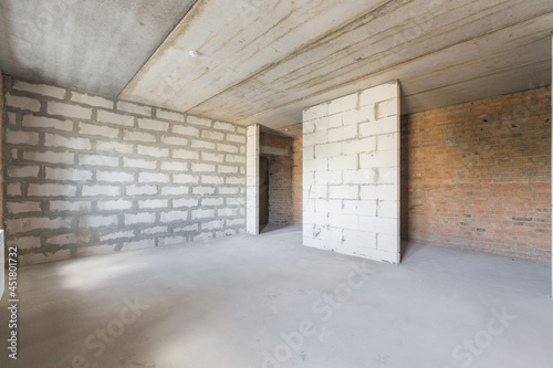 interior of the apartment without decoration in gray colors