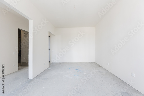 interior of the apartment without decoration in gray colors