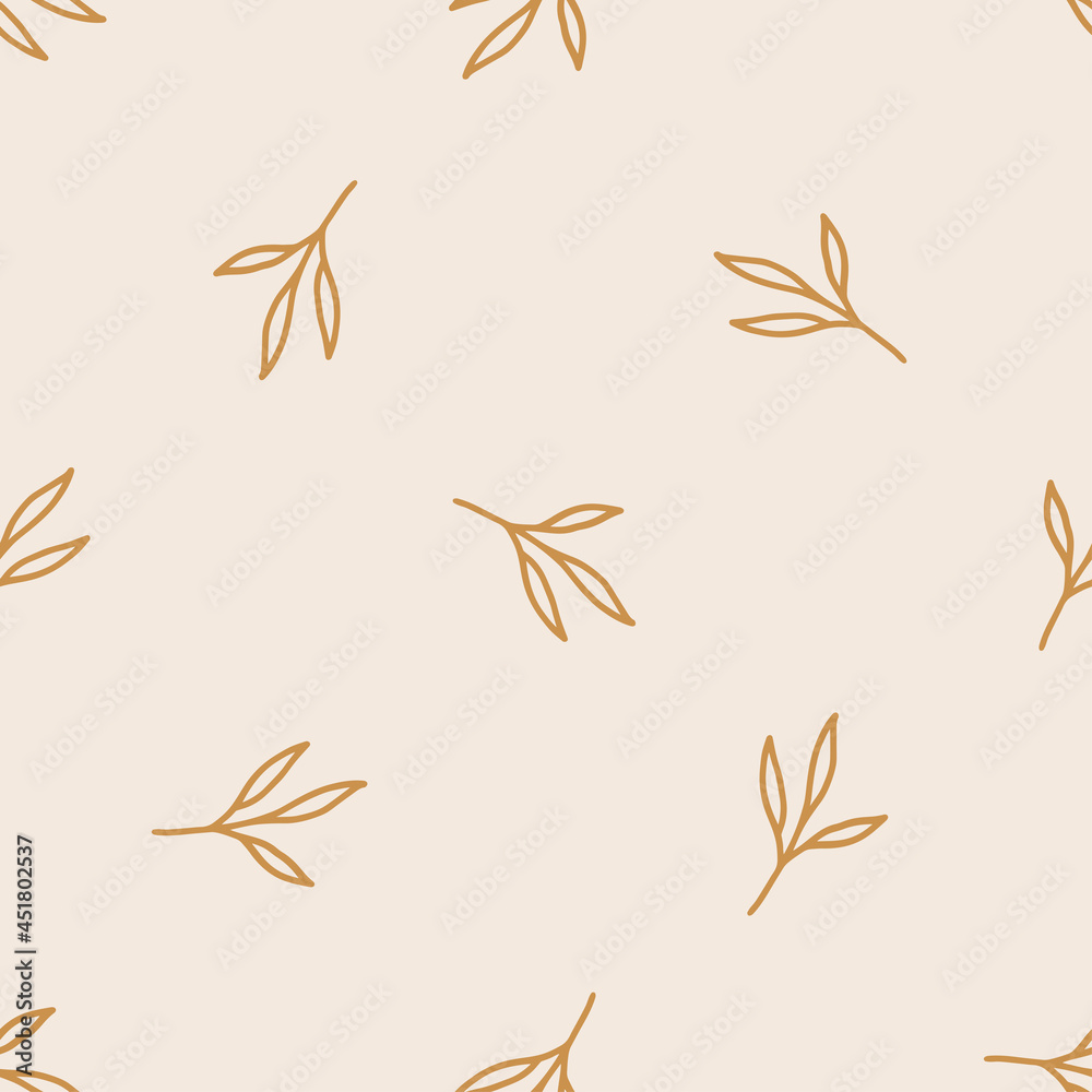 Seamless pattern with hand-drawn leaves Seamless pattern with hand-drawn leaves