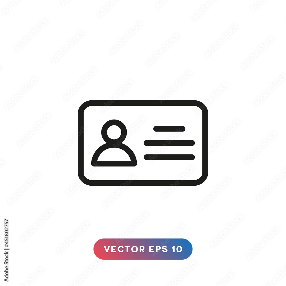 ID card, badge icon vector on white background