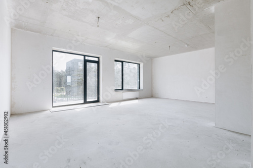 interior of the apartment without decoration in gray colors