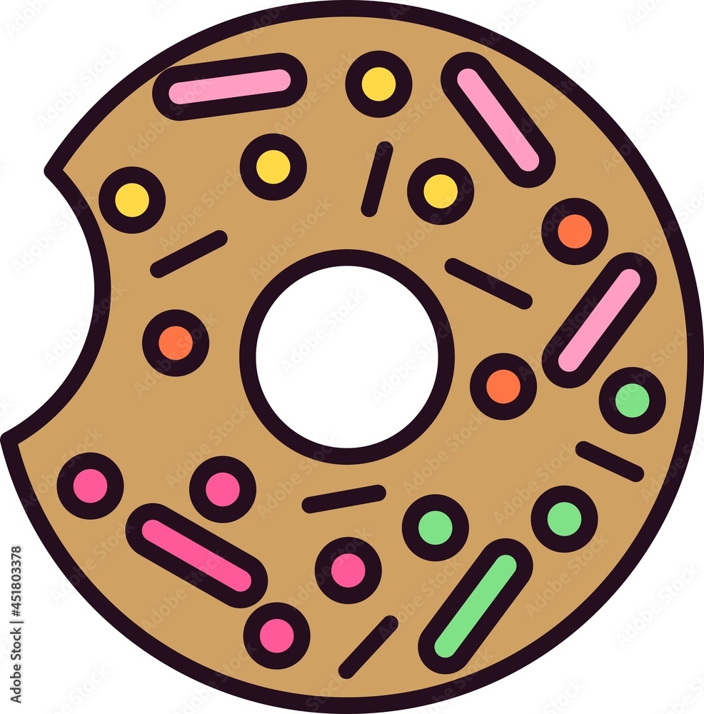 Donut Linear Filled Vector Icon Design