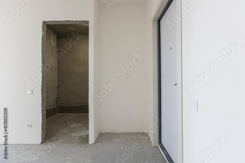 interior of the apartment without decoration in gray colors