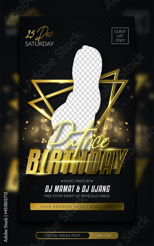Birthday party invitation social media story template