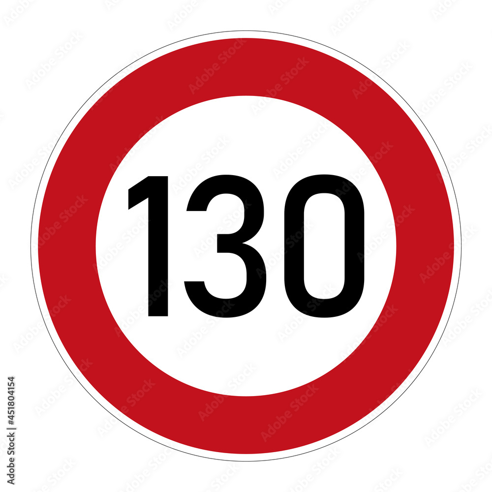 speed sign in Germany for 130 km/h speed sign in Germany for 130 km/h