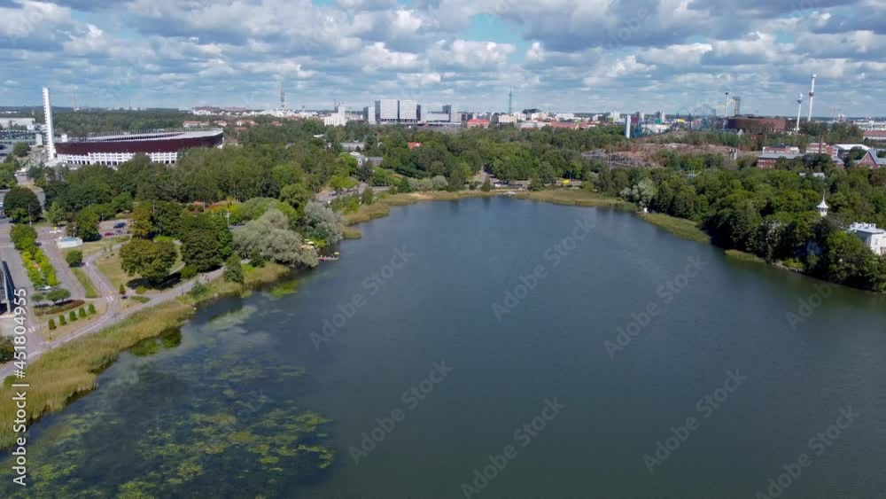 Aerial view on Toolonlahti Bay, a beautiful bay in the heart of Helsinki, capital of Finland. Aerial view on Toolonlahti Bay, a beautiful bay in the heart of Helsinki, capital of Finland.