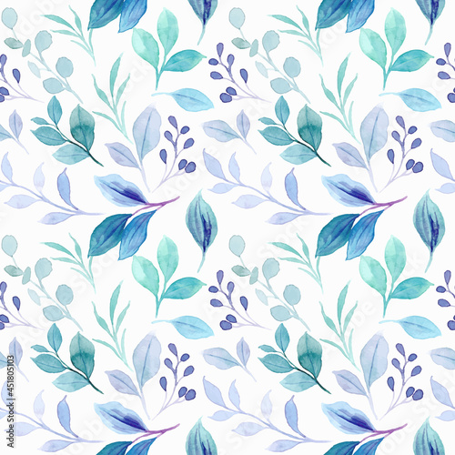 Seamless pattern of pastel leaves with watercolor