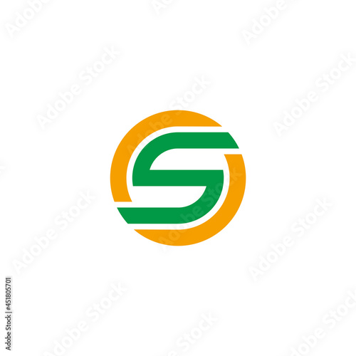 letter s green leaf sun simple geometric round logo vector