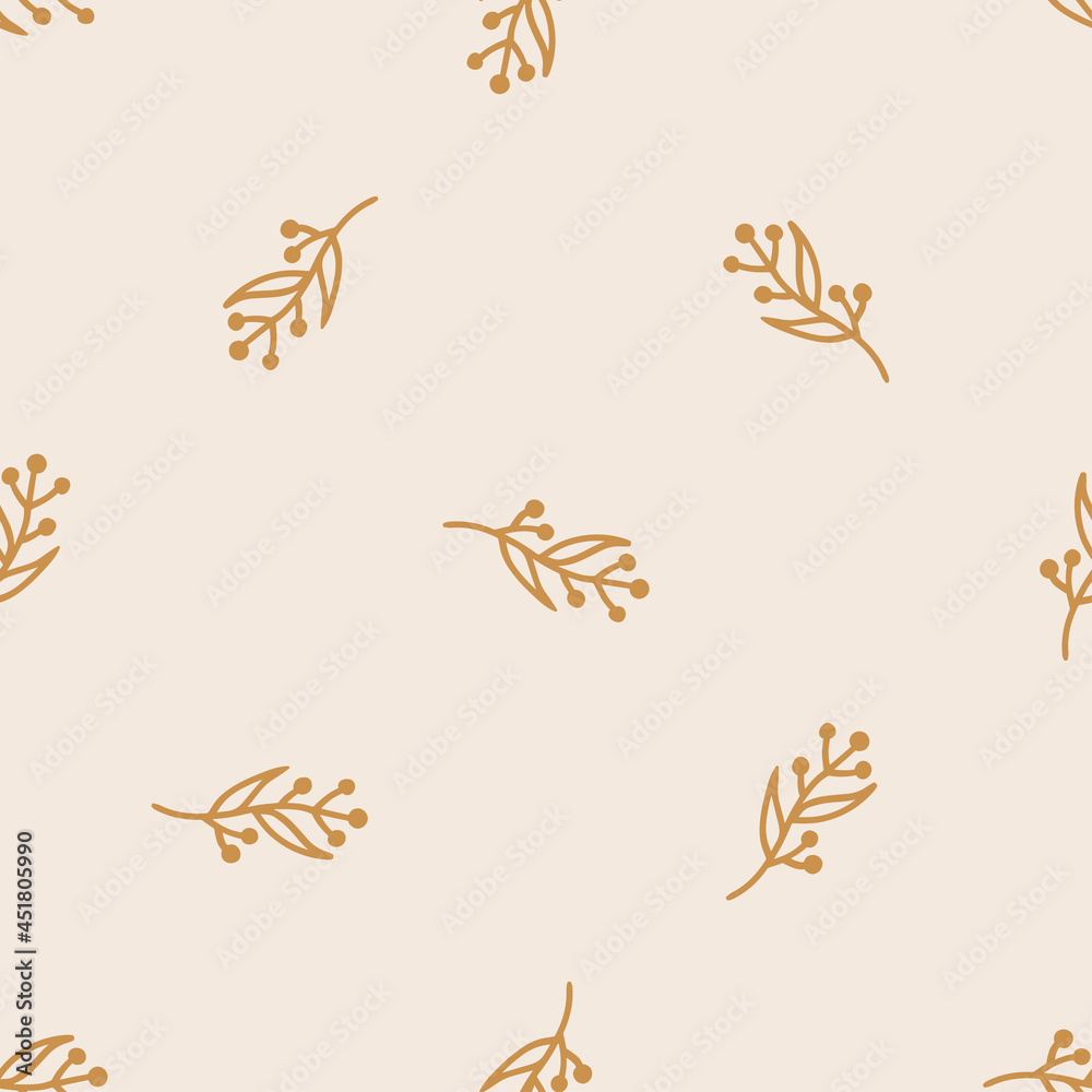 Obraz premium Seamless pattern with hand-drawn leaves