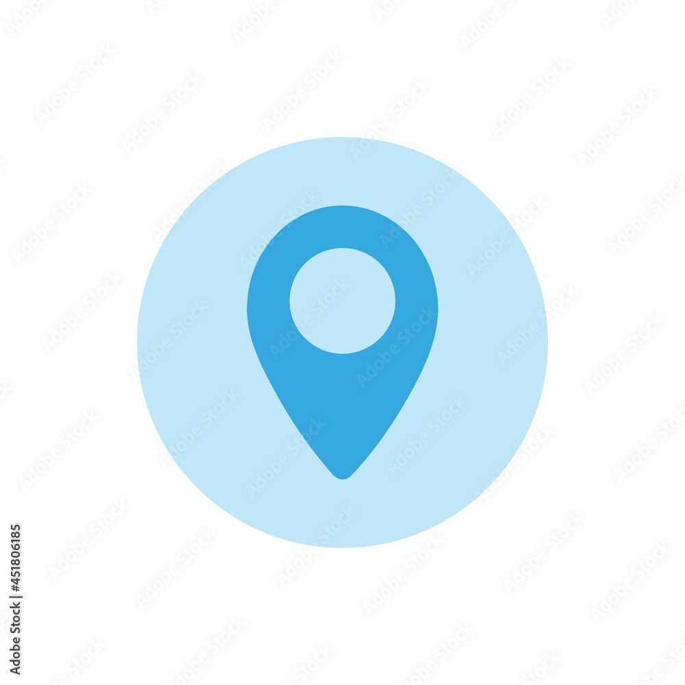 Blue map pin icon with white background Blue map pin icon with white background