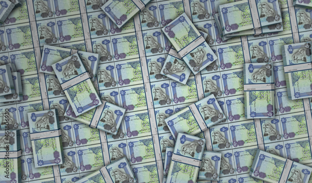 Arab Emirates Dirhams money banknotes pack illustration