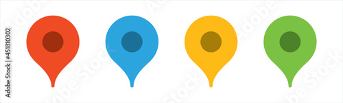 Modern map markers. location pin sign. Vector icon isolated on white background.