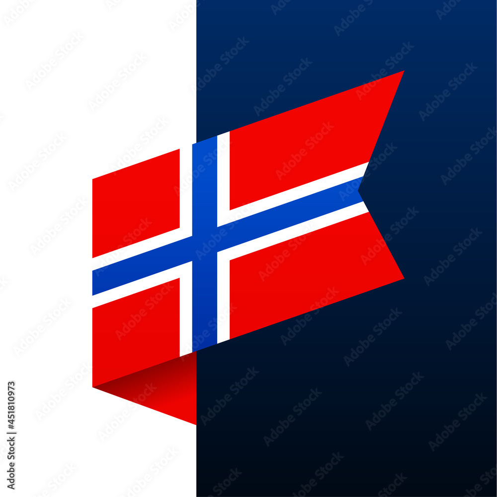 Obraz premium norway corner flag icon. national emblem in origami style. Paper cutting Corner Vector illustration.