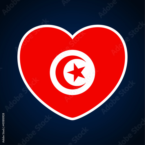 Free Download tunisia flag in a shape of heart. Icon flat heart symbol of love on the background national flag. Vector illustration. - GFXLoad