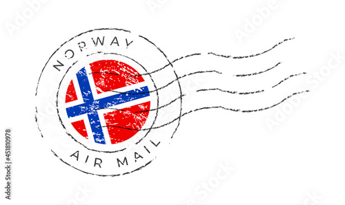 norway postage mark. National Flag Postage Stamp isolated on white background vector illustration. Stamp with official country flag pattern and countries name