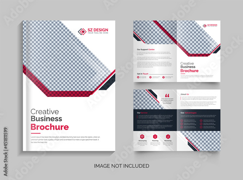 Creative business bifold brochure design geometric shapes Premium Vector