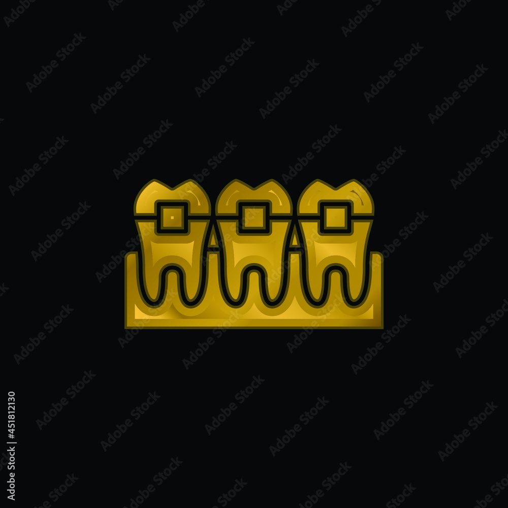 Braces gold plated metalic icon or logo vector Braces gold plated metalic icon or logo vector