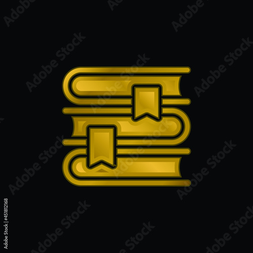 Book gold plated metalic icon or logo vector