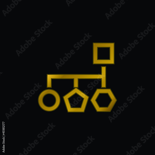 Block Scheme Of Basic Geometrical Shapes gold plated metalic icon or logo vector