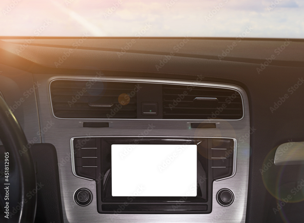 Fototapeta premium View of dashboard with navigation system in modern car