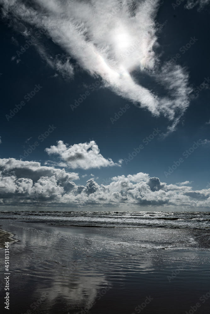 Fototapeta premium Windy day by Baltic sea next to Liepaja, Latvia.