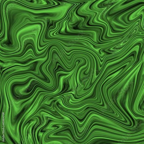 Liquid marble paint effect background. Green fluid, abstract modern illustration design, suminagashi art.