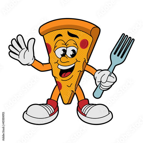 a vector illustration of a pizza character