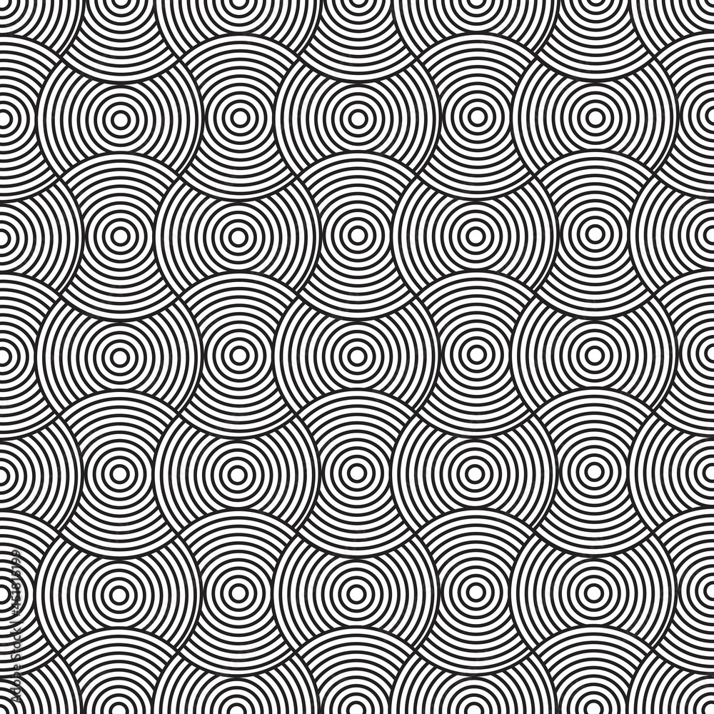 fabric Vector abstract geometric forms background with distortion effect. Rhythmic circles seamless pattern