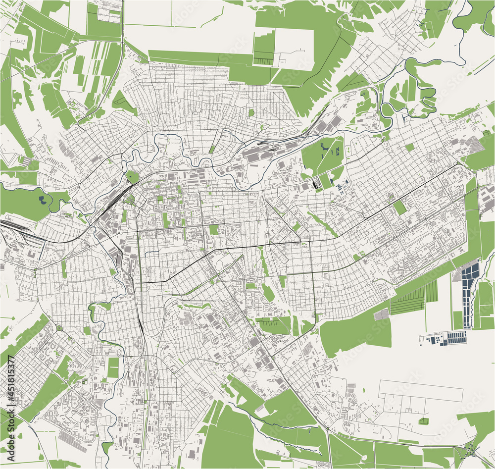Naklejka premium map of the city of Luhansk, Ukraine