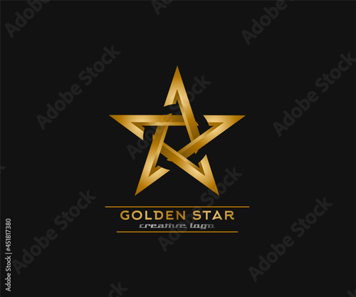 star logo, cut circle shape, and shiny golden color,elegant,modern,