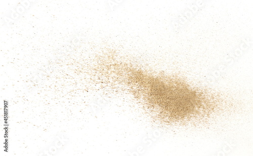Sand pile, desert dune isolated on white background and texture, with clipping path, top view © dule964