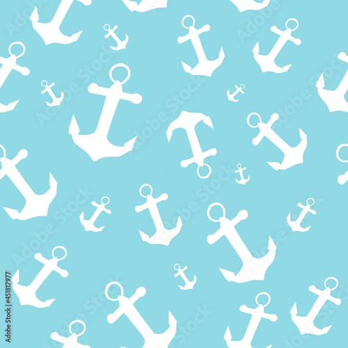 sea anchor  under the green-blue background color  seamless pattern